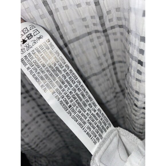 English Factory Dress White Gray Plaid Midi Tiered Cottage Lined - Picture 11 of 11